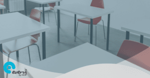 School desks and chairs inside a classroom