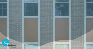 Windows and bricks on a school building