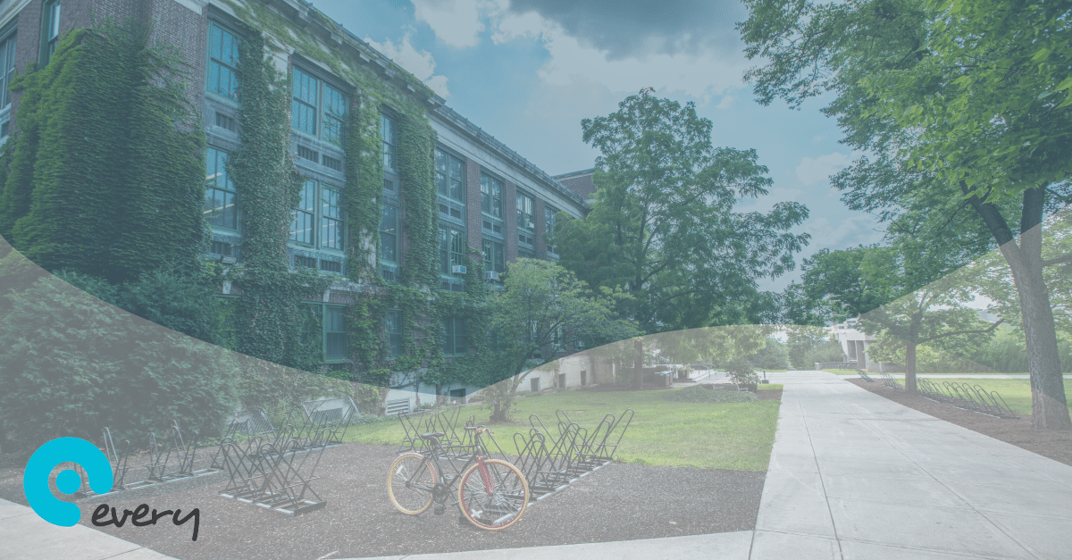 School building with bikes out the front